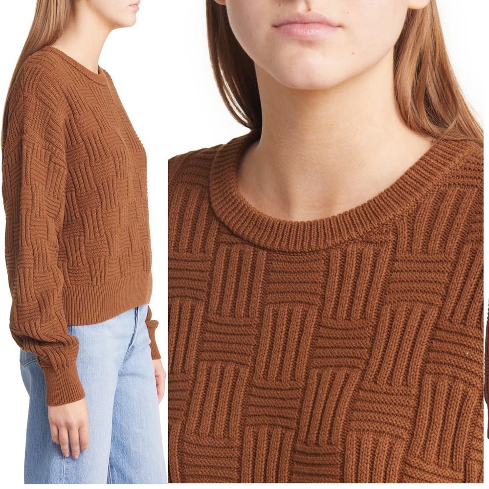 Reformation Winnie basketweave organic cotton sweater size XL - Picture 1 of 8